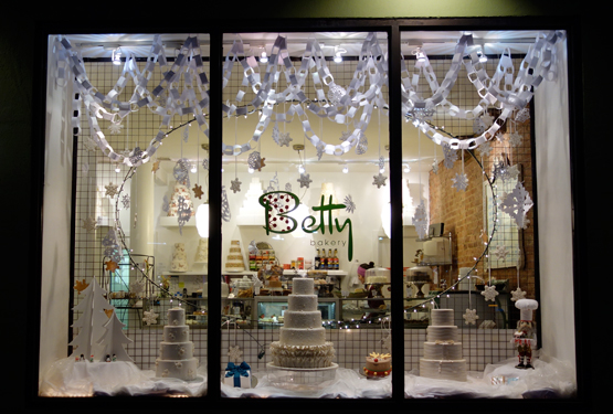 The window at Betty Bakery one recent December evening. Cookie heaven.
