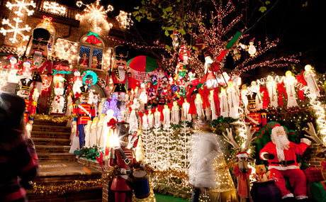 The lights in Dyker Heights. Say what you will, but the lights stop traffic and stop us in place too. Shorewalkers, a group dedicated to seeing the world at 3 miles per hour, is having a free meetup on Saturday at 5:30 to view the lights. This is a 4 mile walk, and they'll be eating dinner in the neighborhood afterwards. Check website for details.