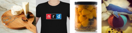 Two weekends worth of goods at Brooklyn Craft Central include Noble Goods wood and resin housewares, MissWit ironic tees, Sour Puss Pickles, and SweaterToys animals.