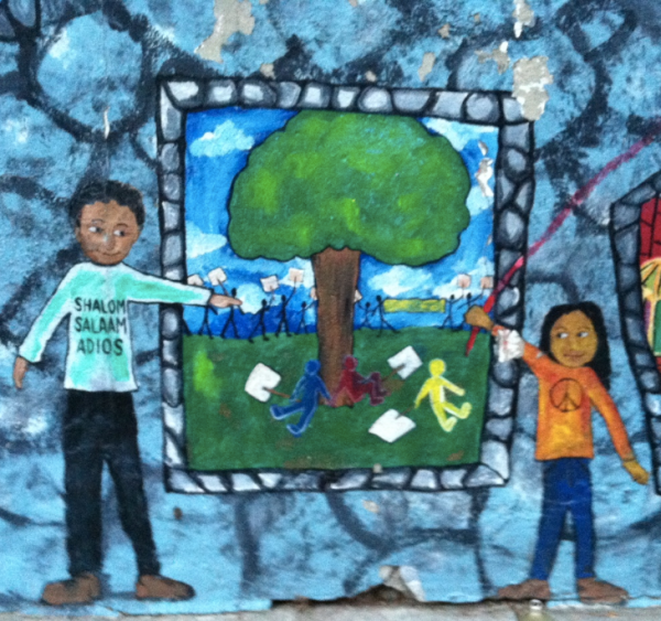 Peace Detail from a mural in Park Slope, boy and girl