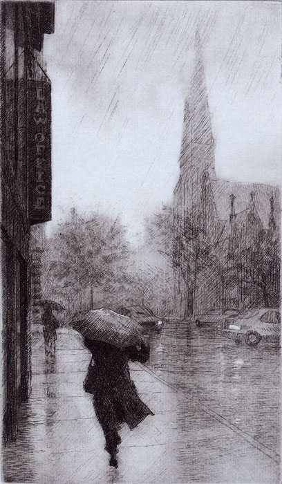 Etching by Eric March in an edition of 25, at the Park Slope Gallery.