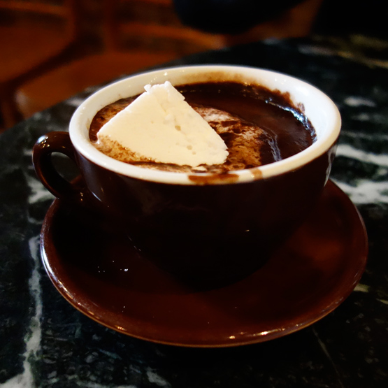 The spicy hot chocolate at The Chocolate Room.