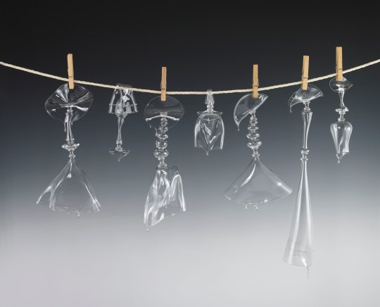 Museum of Arts and Design's mission is to honor the relationship between materials and maker, with processes ranging from the artisanal to the digital. Exhibitions, such as the current Playing with Fire: 50 Years of Contemporary Glass, blur distinctions between art, design and craft. Shown above, Tastes Like Applebees, 2007, Matt Eskuche. Flameworked glass, twine, steel, clothespins. (Photograph by David Behl). On exhibit through April 7.