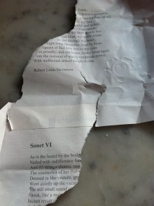 If the love poetry is to be read aloud, best to peel open rather than tearing it.