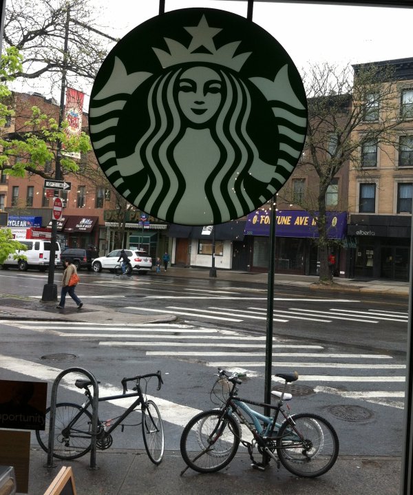 Where Park Place meets Flatbush, looking out through the front window.